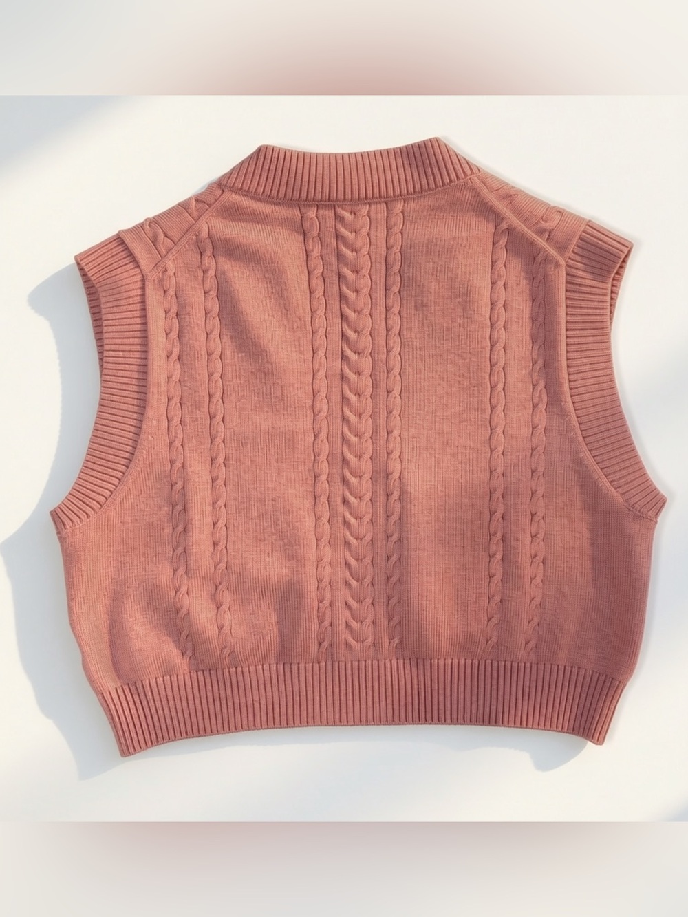 Sunday Best Aritzia Cable Knit Sweater Vest | Small | Merino Wool Quiet Luxury - Picture 5 of 5